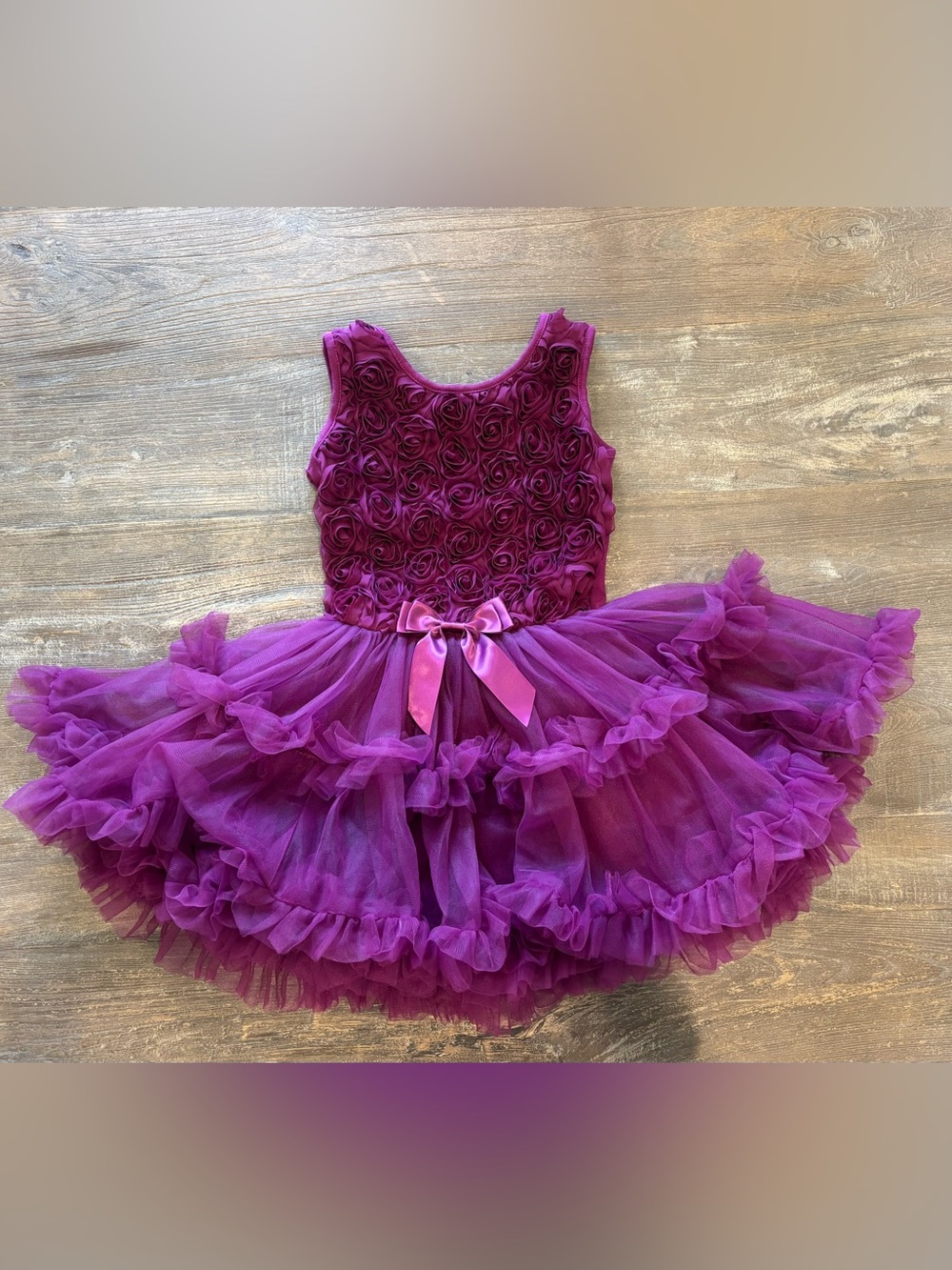 Popatu Rosette Tulle Tutu Dress with Satin Bow - Size 5/6